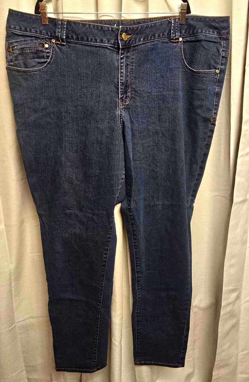 Lane Bryant 26 Tall Womens Blue Dark Wash Skinny Slim Fit Stretch Jeans 5-Pocket